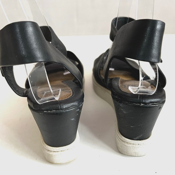 Sofft Verdi 2 Wedge Sandal Black Leather White Sole Hook and Loop Close Womens 8 - Picture 9 of 10